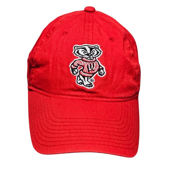 Wisconsin Badgers Bucky Mascot Red Snapback Hat NCAA College Cap Madison - Picture 1 of 6